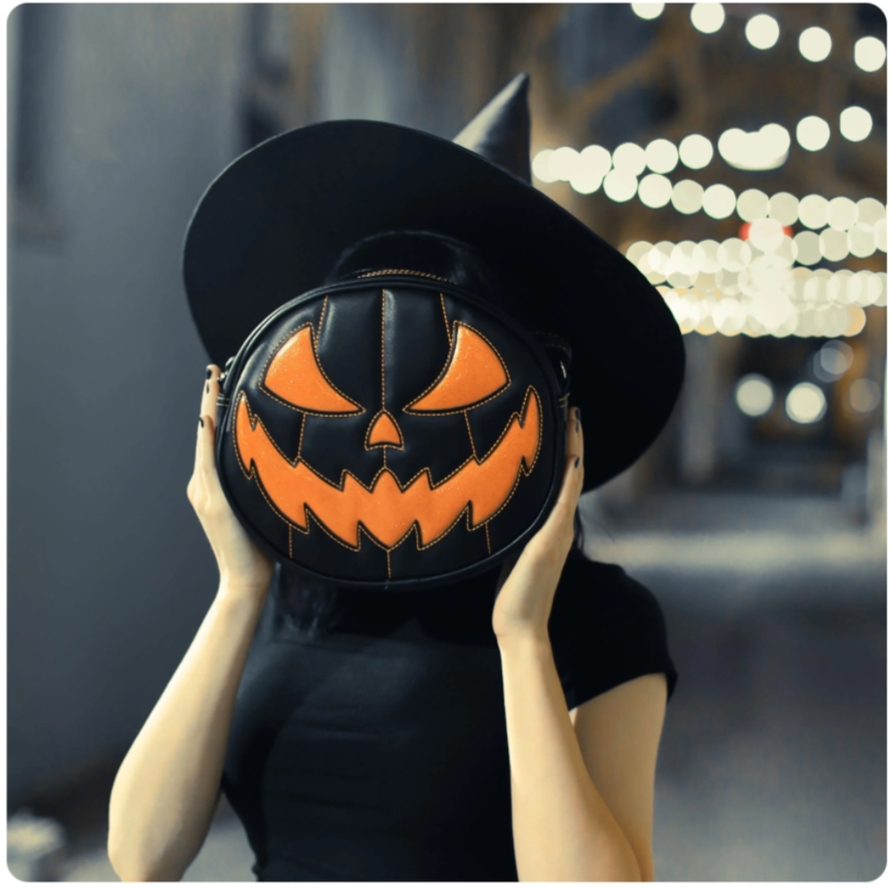 Love pain and stitches Black and Orange - Pumpkin Kult Glitter Purse